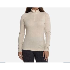 Smartwool Classic Thermal Merino Base Layer 1/4 Zip – Almond Heather – XS